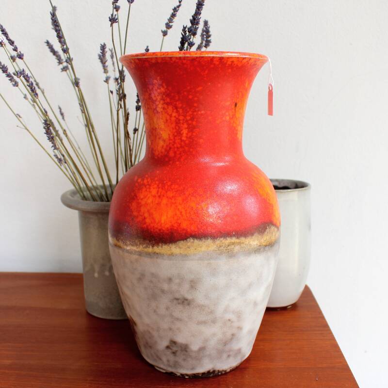 West Germany vase L - orange/grey