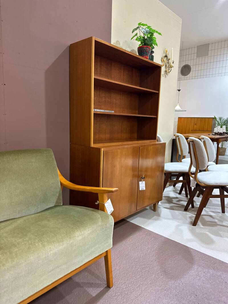 Vintage boekenkast, wandkast, highboard - tweedelig, jaren '60 | 01264