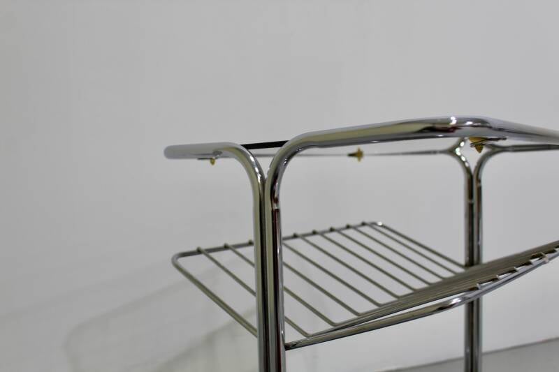 Vintage bijzettafel, trolley, lectuurmand - Jaren '80, rookglas | 01187
