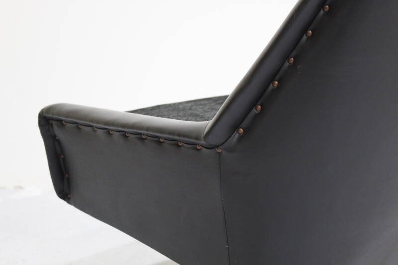Vintage armchair, seat - black leatherette, 1960s | 00938