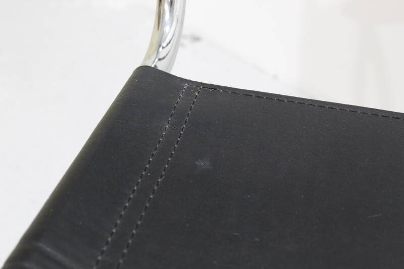 Vintage buisframe stoel - Italiaans, leer, zwart | 00937