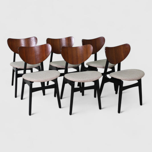 6x Vintage eetkamerstoelen G-plan, beige, jaren '60