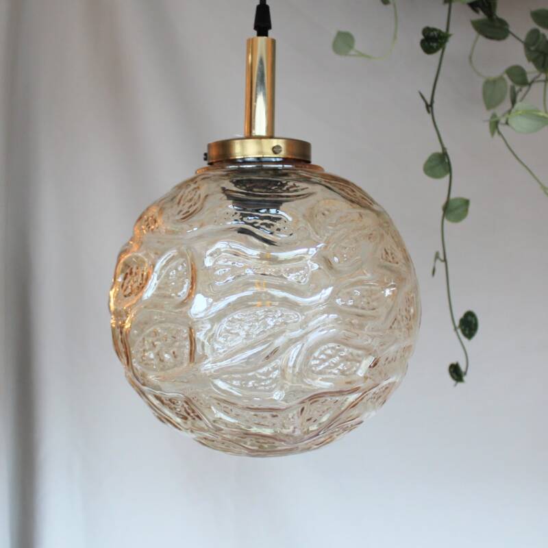 Vintage bollamp - amberkleurig, jaren '70 | 00818