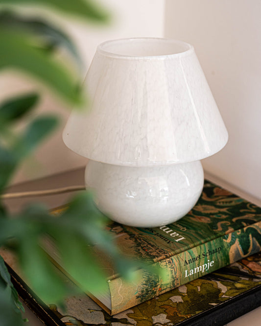 Vintage Murano tafellamp, mushroomlamp - wit, jaren '70