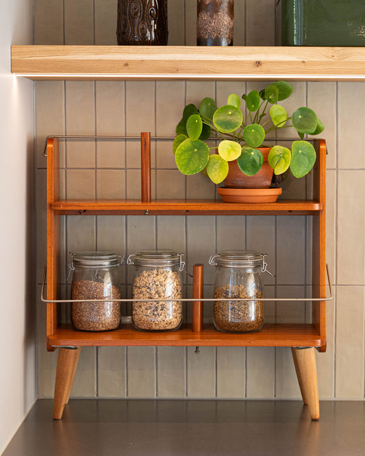 Vintage boekenkastje, plantentafel