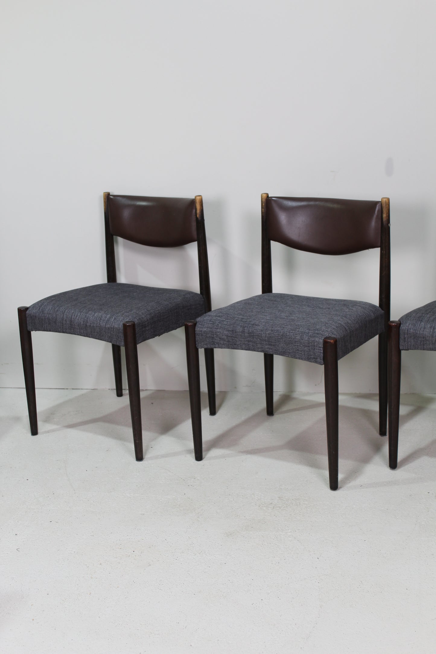 4x Vintage eetkamerstoelen - jaren '60, bruin, grijs