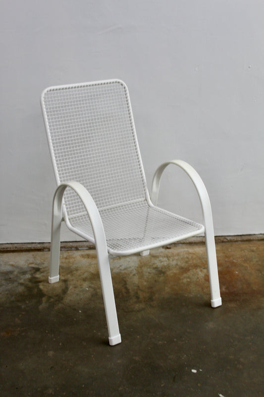 Jaren '70 fauteuil, stoel, wit metaal
