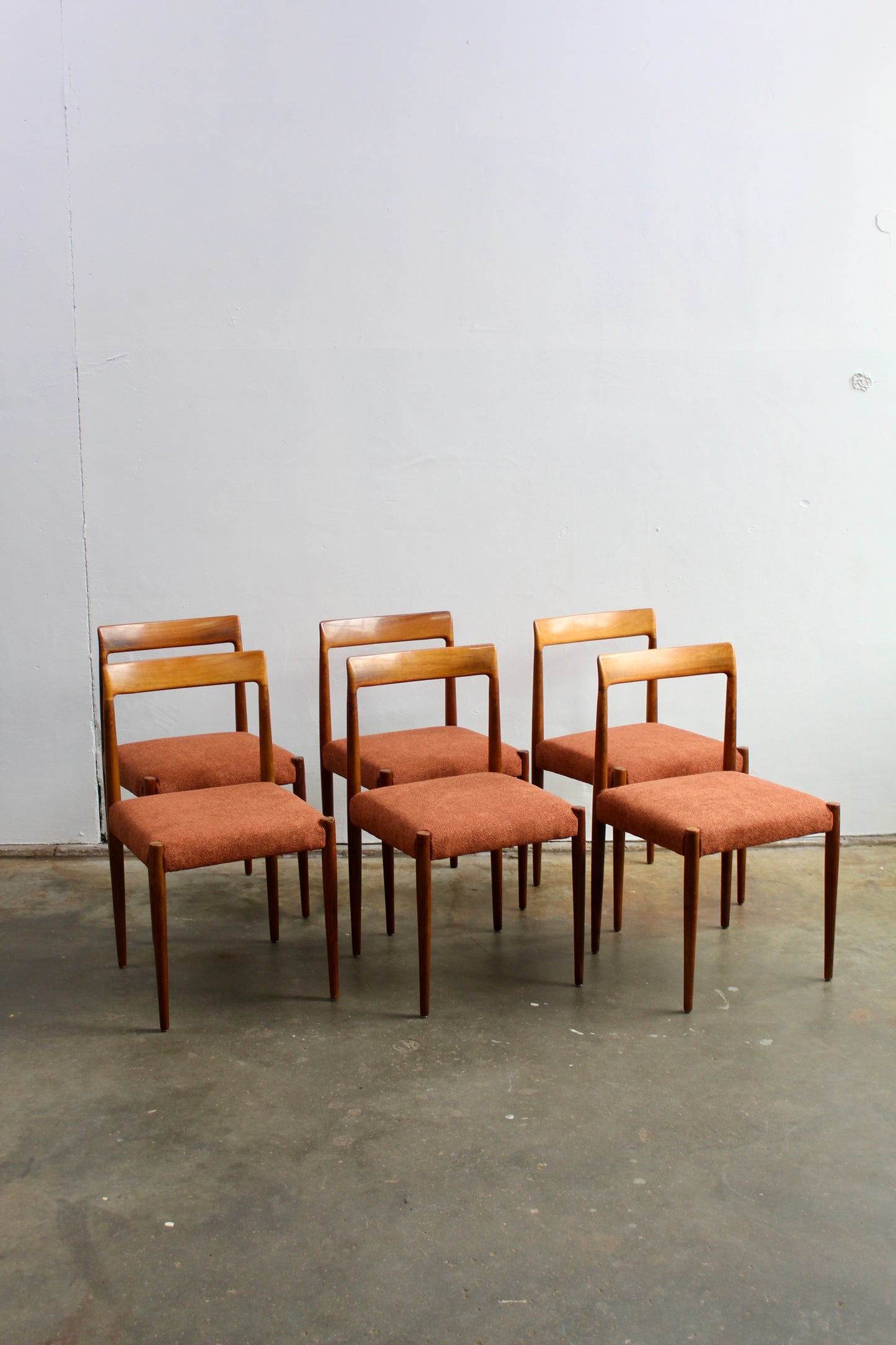 6x eetkamerstoelen Lübke, jaren '60