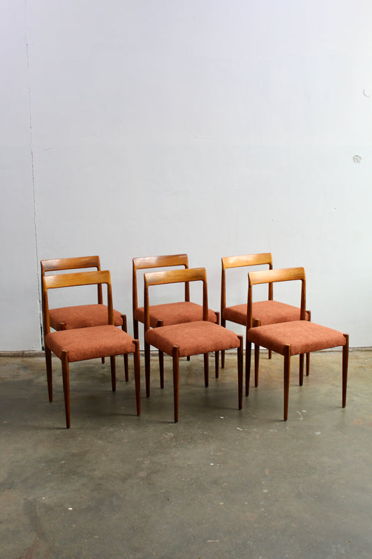 6x eetkamerstoelen Lübke, jaren '60