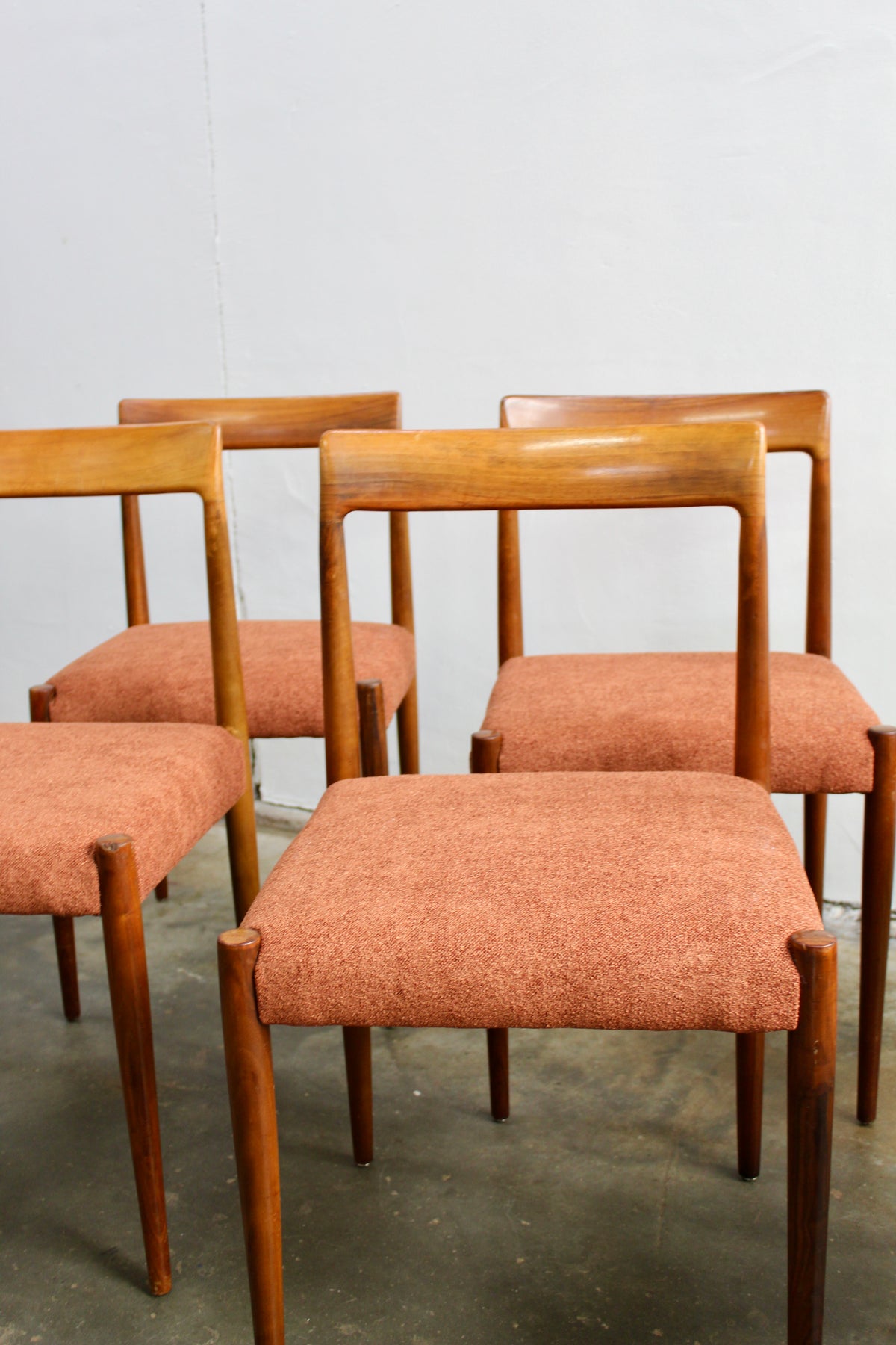 6x eetkamerstoelen Lübke, jaren '60