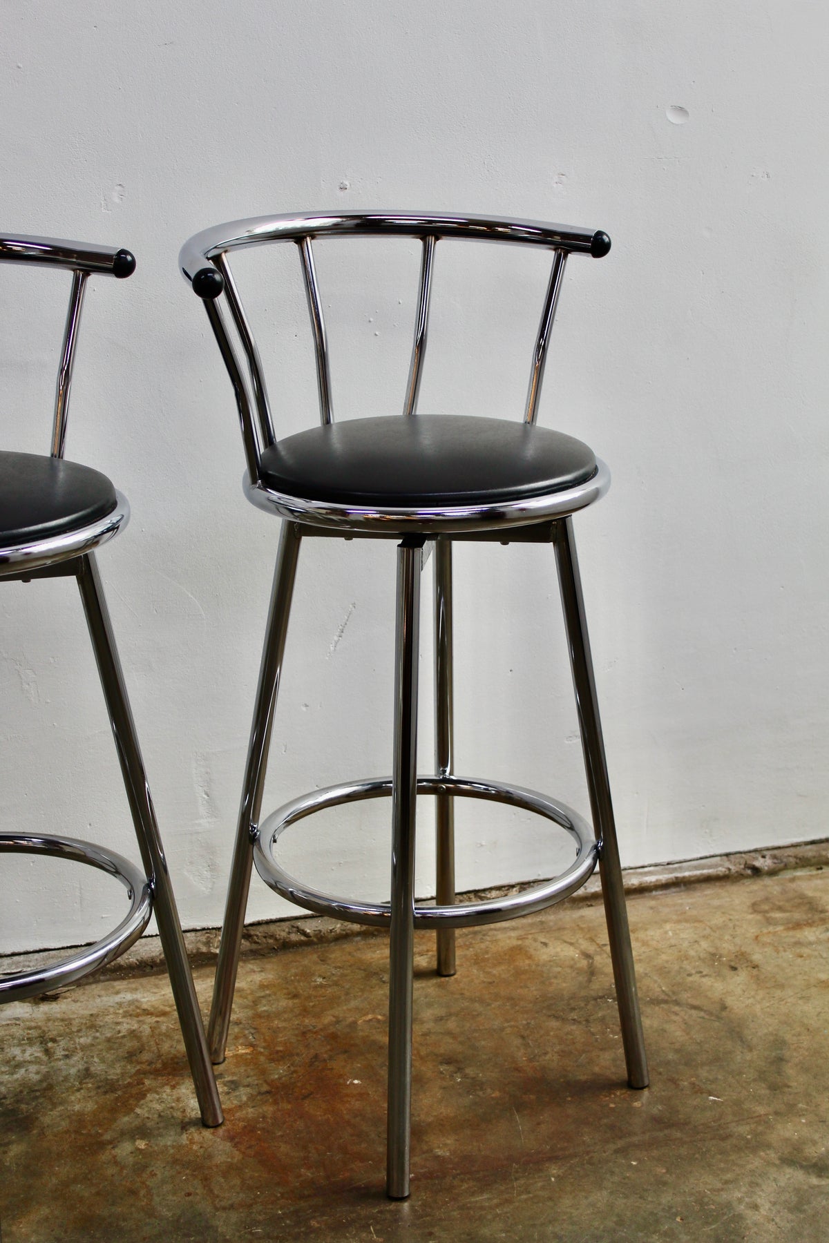 Set vintage barkrukken chroom
