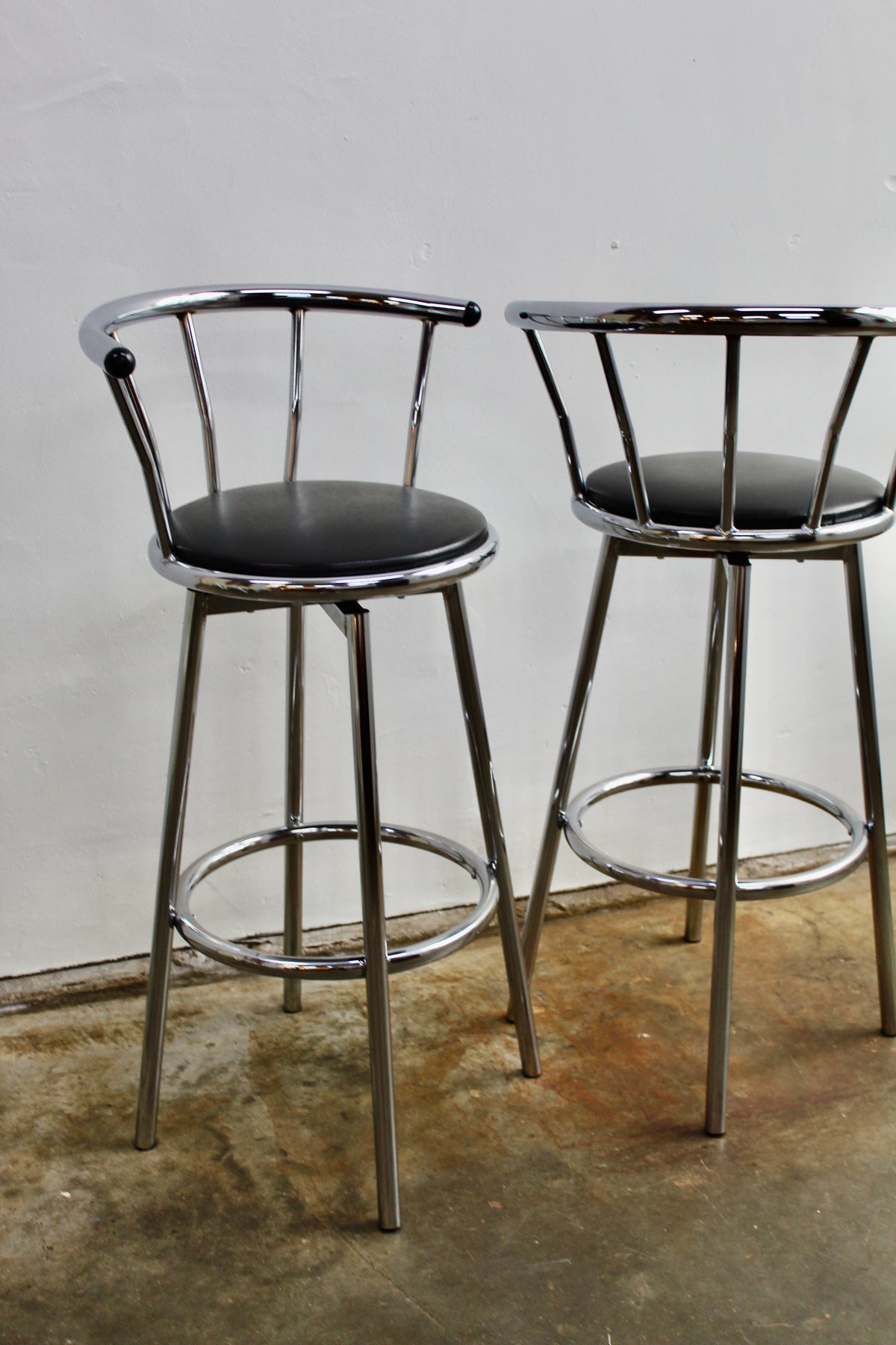 Set vintage barkrukken chroom