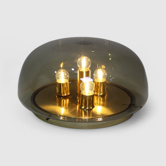 Vintage Design Deckenlampe Rauchglas, Wandlampe - 70er