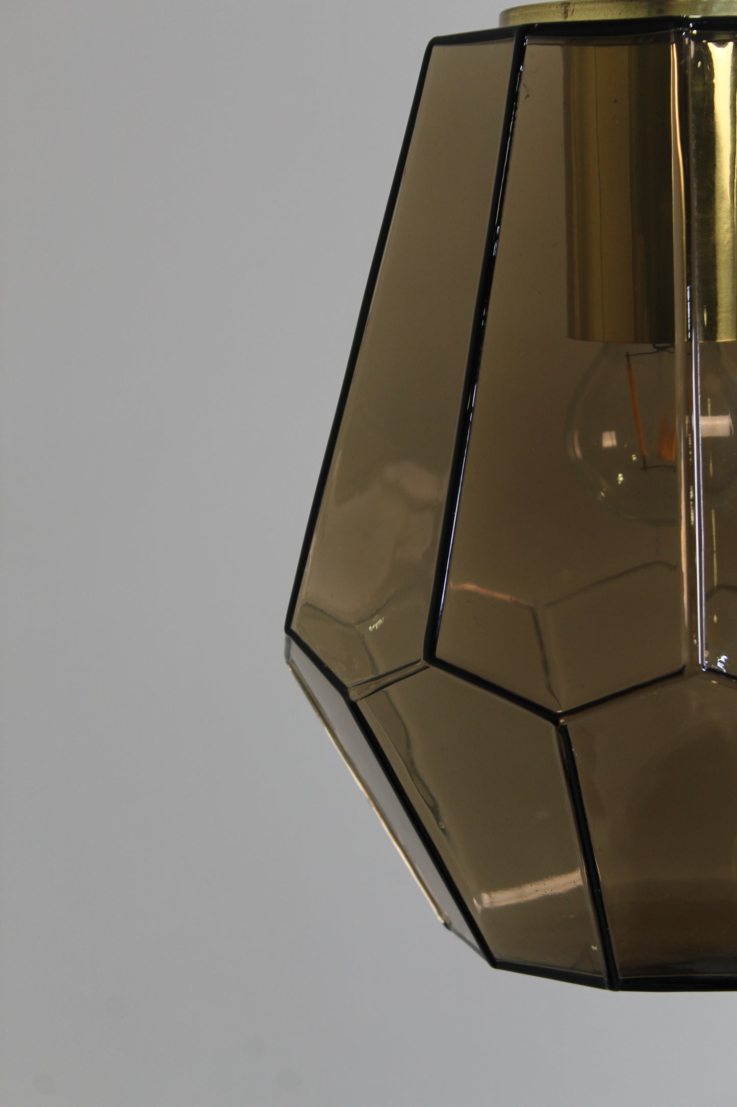 Vintage rookglas hanglamp, plafondlamp Glashutte Limburg