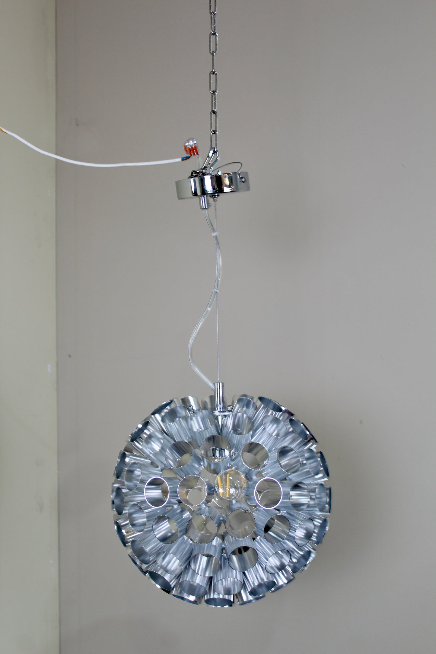 Vintage Hängelampe, Aluminium, Kugelleuchte, 90er Jahre