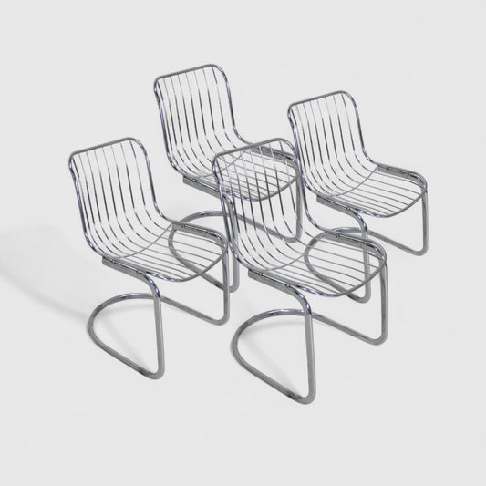4x Vintage draadstoelen, buisframe stoelen - jaren '70