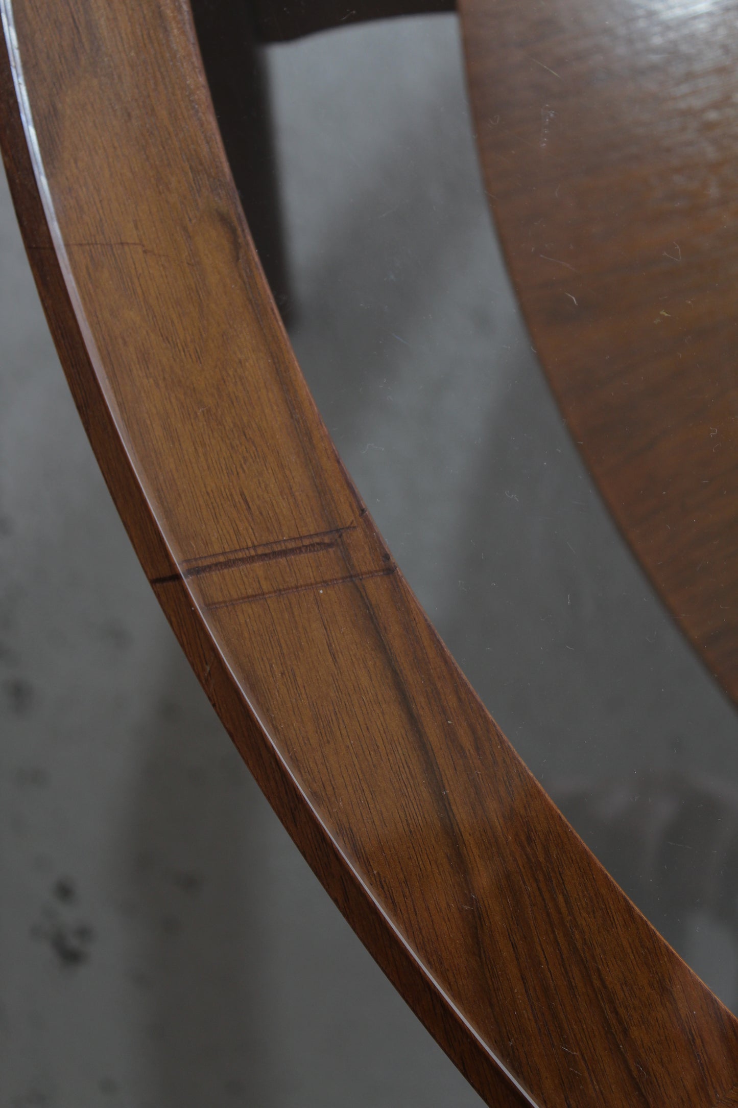 Vintage ronde salontafel - jaren '60, hout glas
