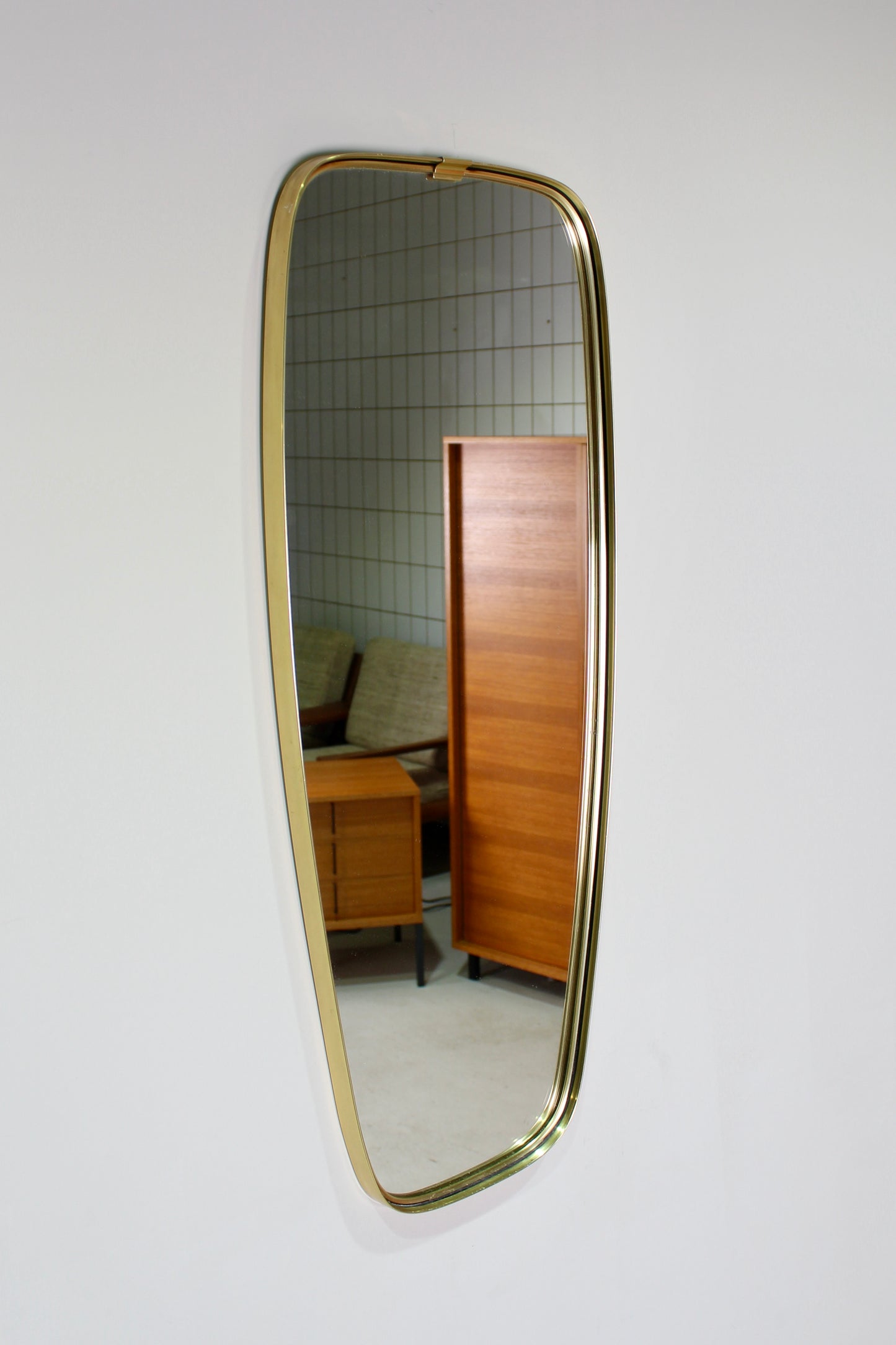 Vintage mirror, full-length mirror 1960s brass