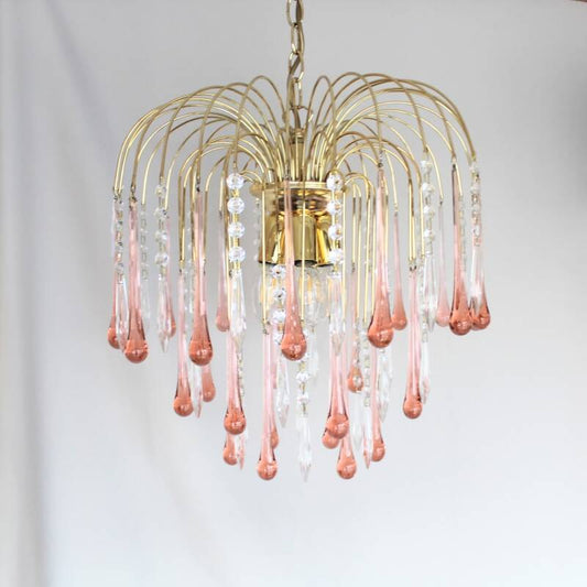 Vintage teardrop lamp - dark pink/crystal