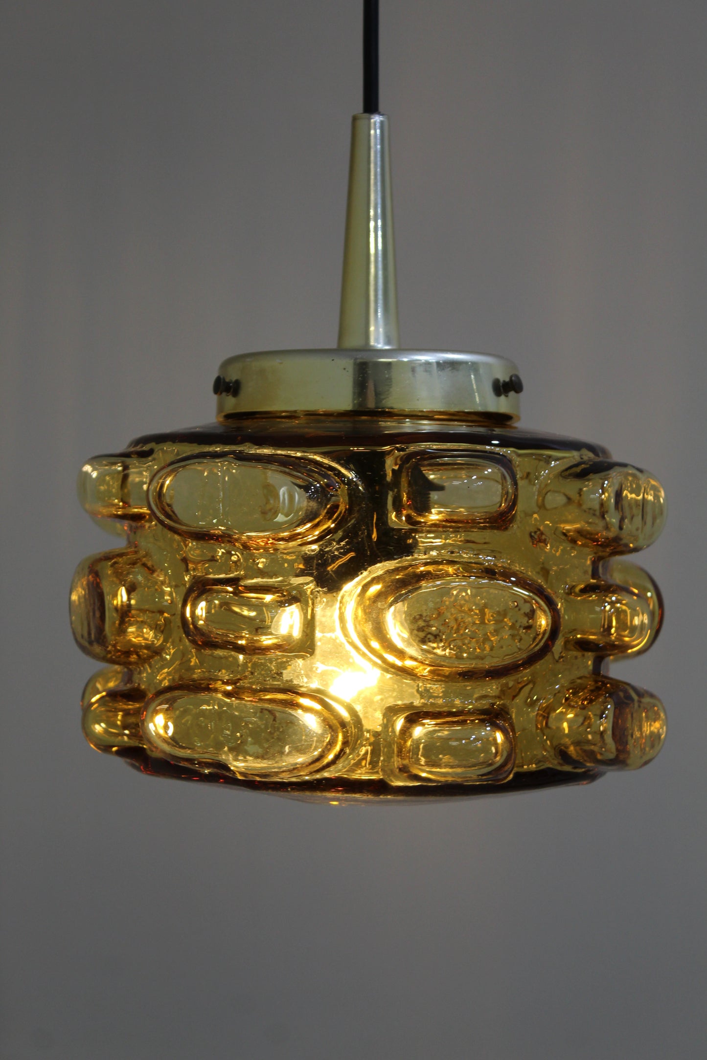 Vintage hanglamp bubbellamp - amberkleurig, jaren '70