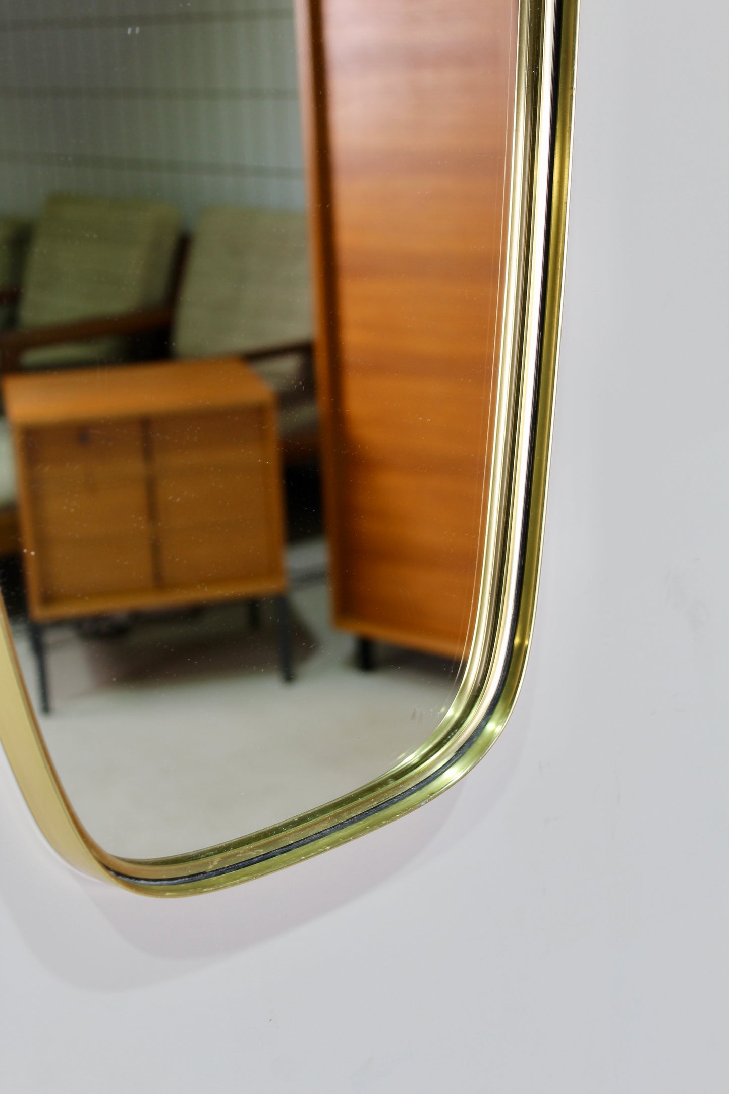 Vintage mirror, full-length mirror 1960s brass