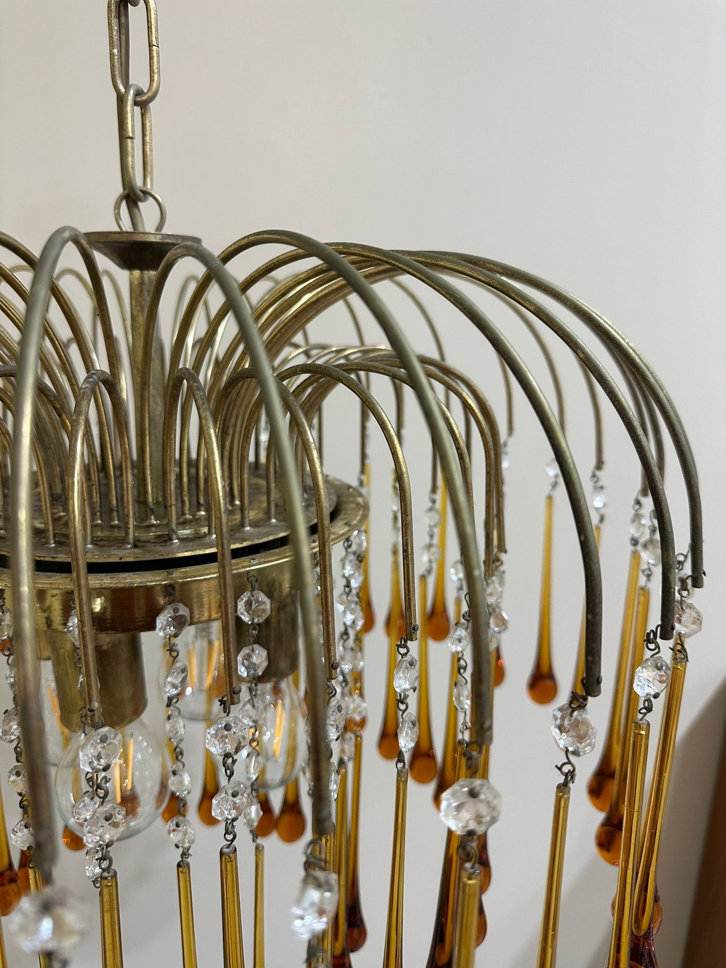 Vintage Murano teardrop hanglamp amber
