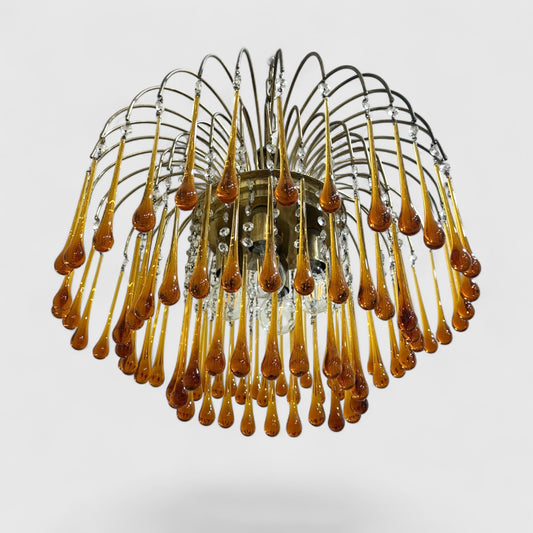 Vintage Murano teardrop hanglamp amber