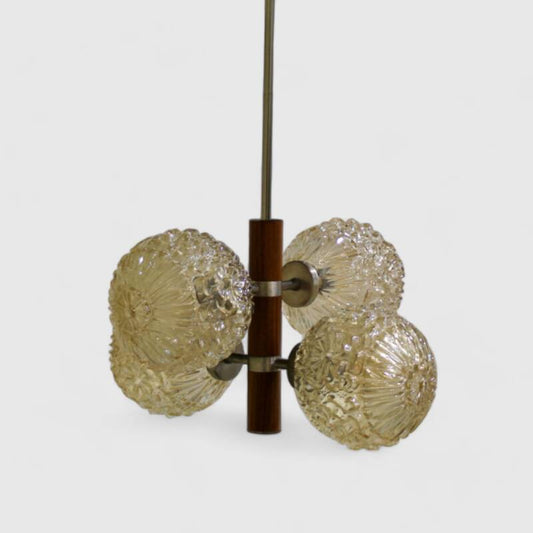 Vintage Deckenlampe, 4-armige Lampe - Holz, Bernstein | 01200