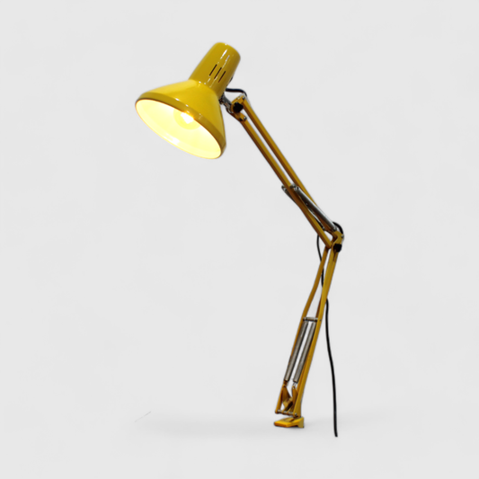 Gelbe Vintage Schreibtischlampe, Architektenlampe – LEDU, 70er | 01136