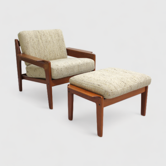 Vintage set fauteuil met voetenbank Deens Design - Arne Wahl Iversen Komfort | 00991