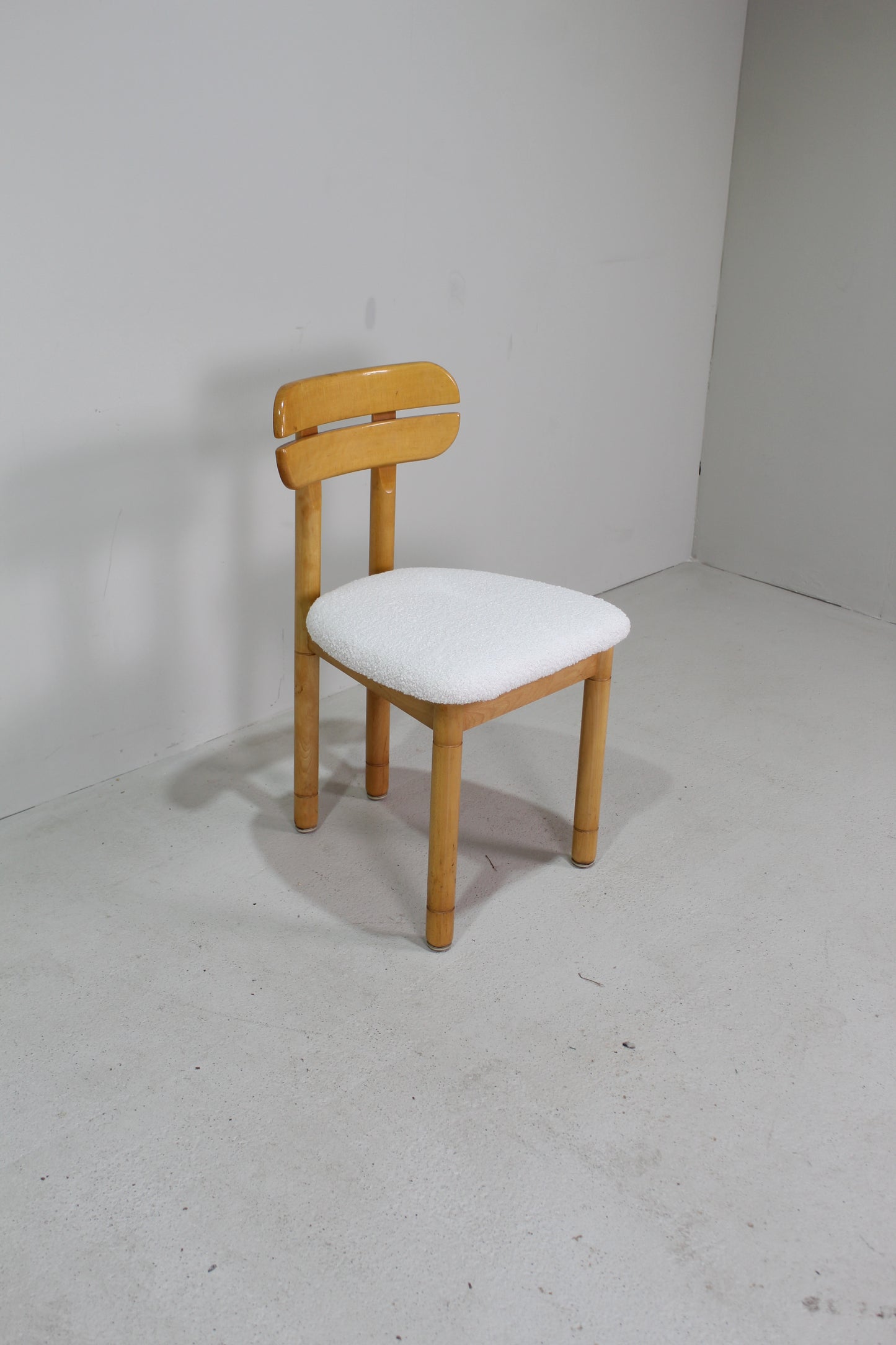 4x vintage eetkamerstoelen - teddy en hout, jaren '70