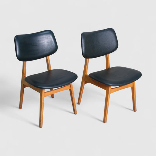 2x vintage eetkamerstoelen jaren '60 zwart
