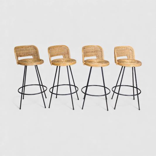 Vintage barkrukken rotan