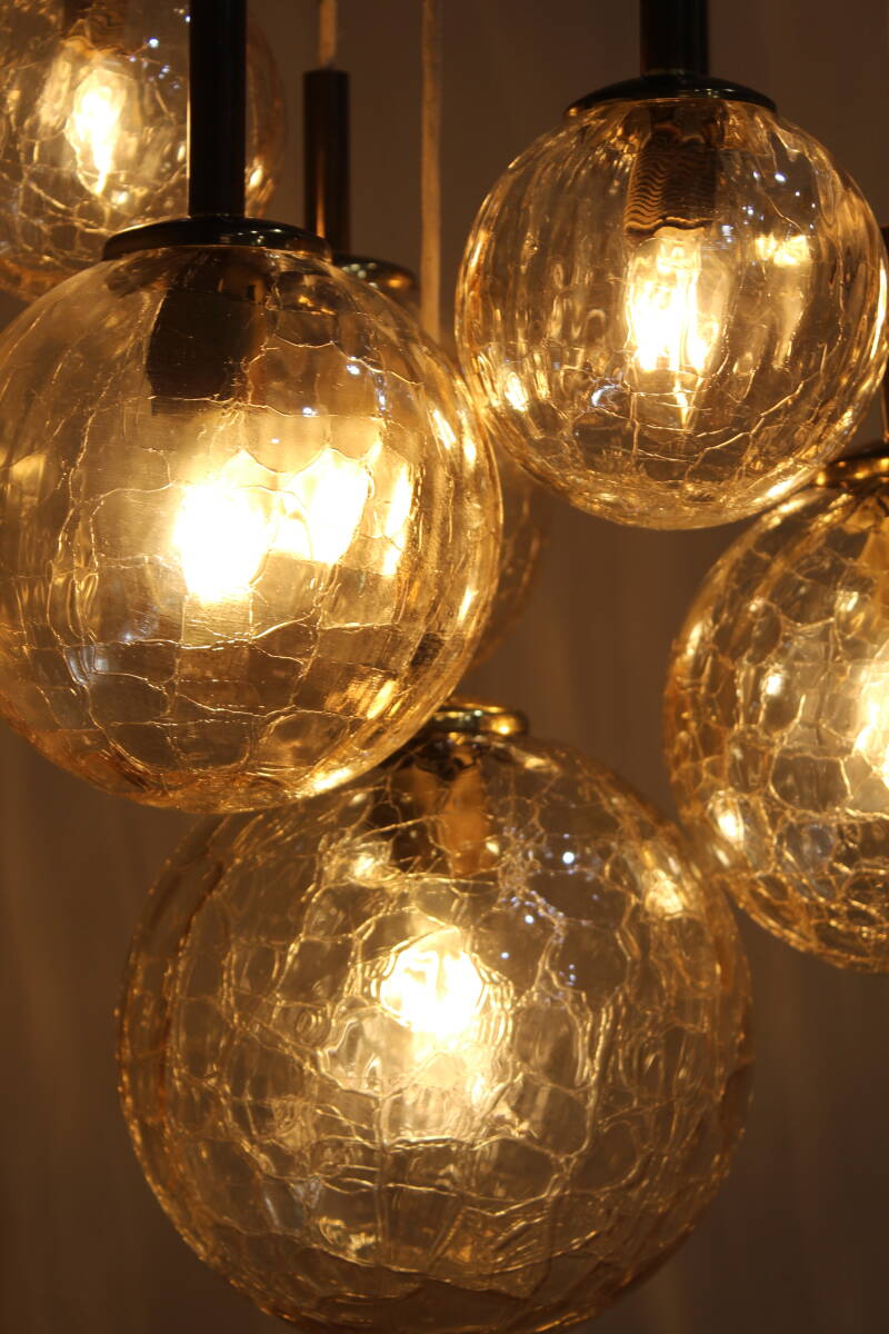 Vintage gouden cascadelamp, hanglamp met bollen - jaren '70 | 01367