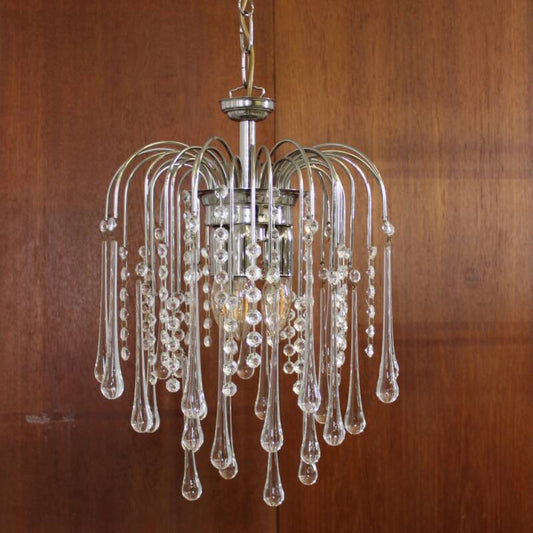 Vintage Murano teardrop lamp - zilver/transparant