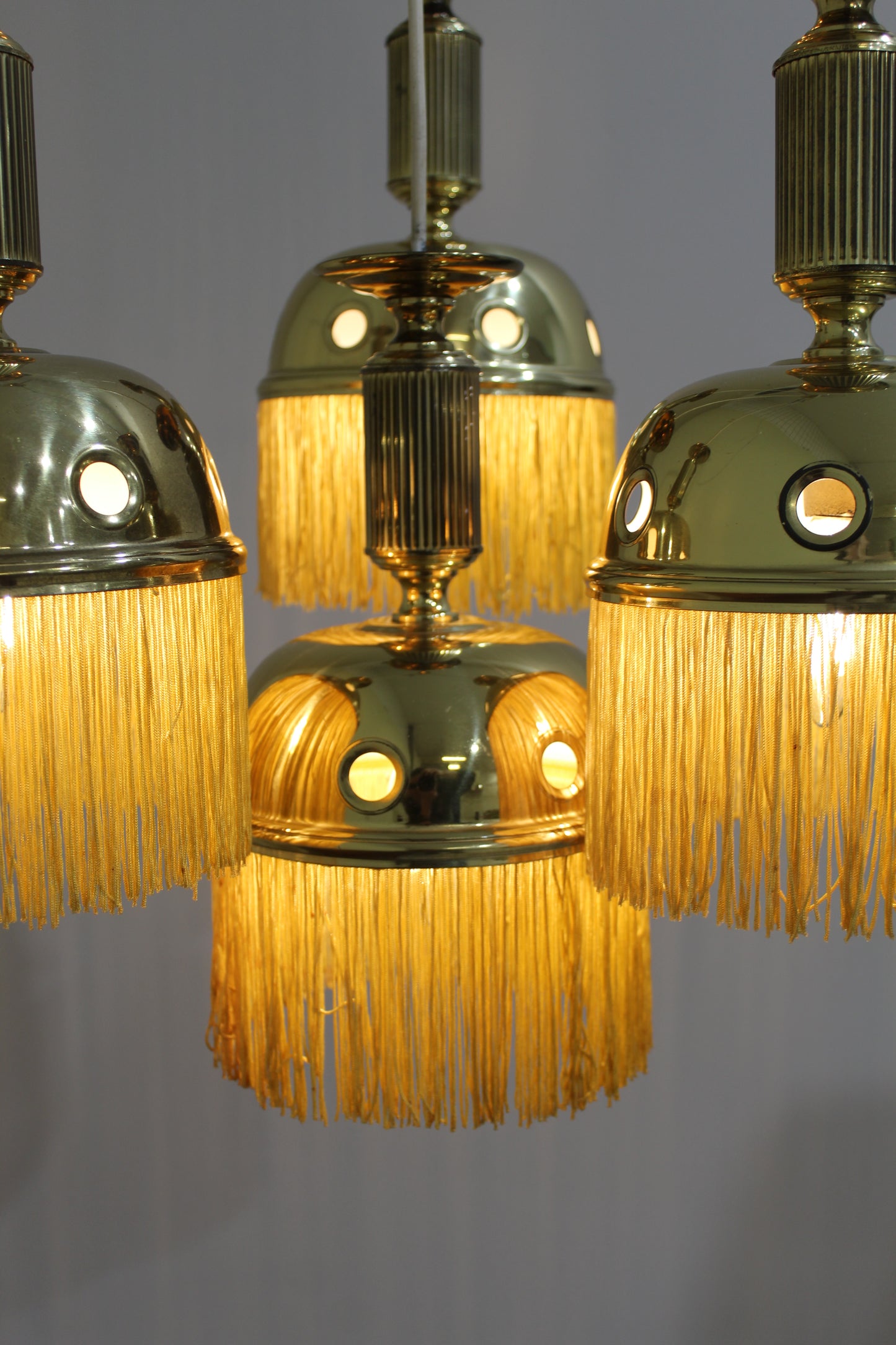 Vintage cascadelamp, hanglamp - messing jaren '70