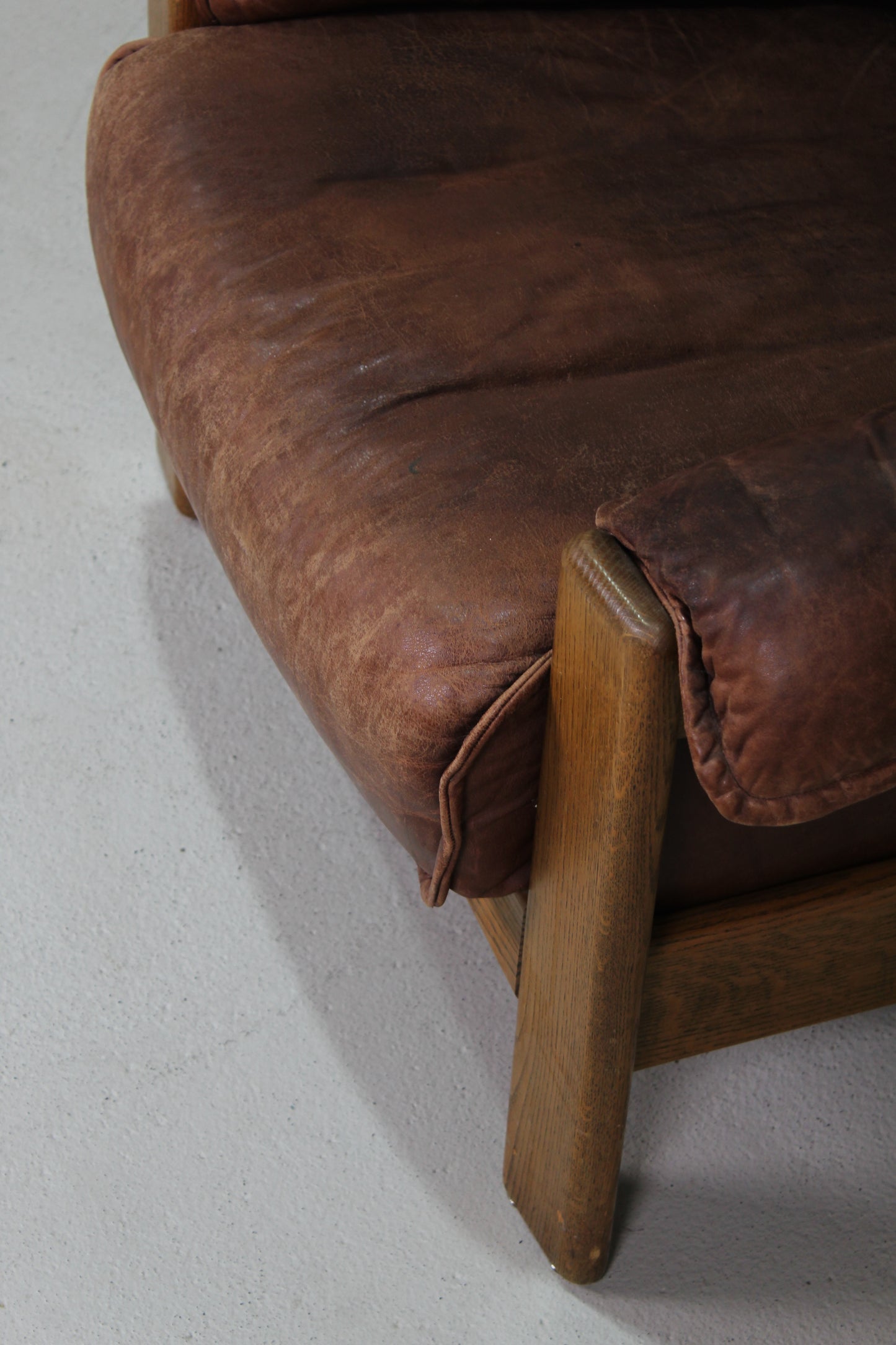 Vintage leren fauteuil, stoel - jaren '70