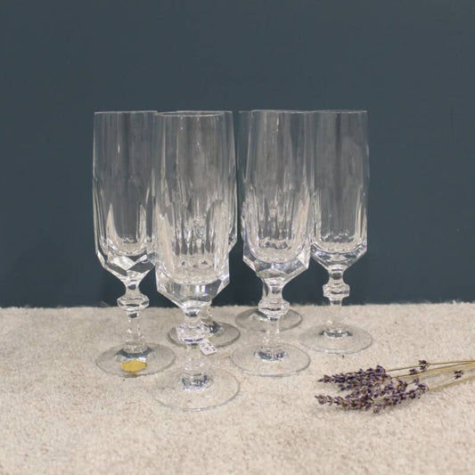 Vintage crystal champagne glasses 6x