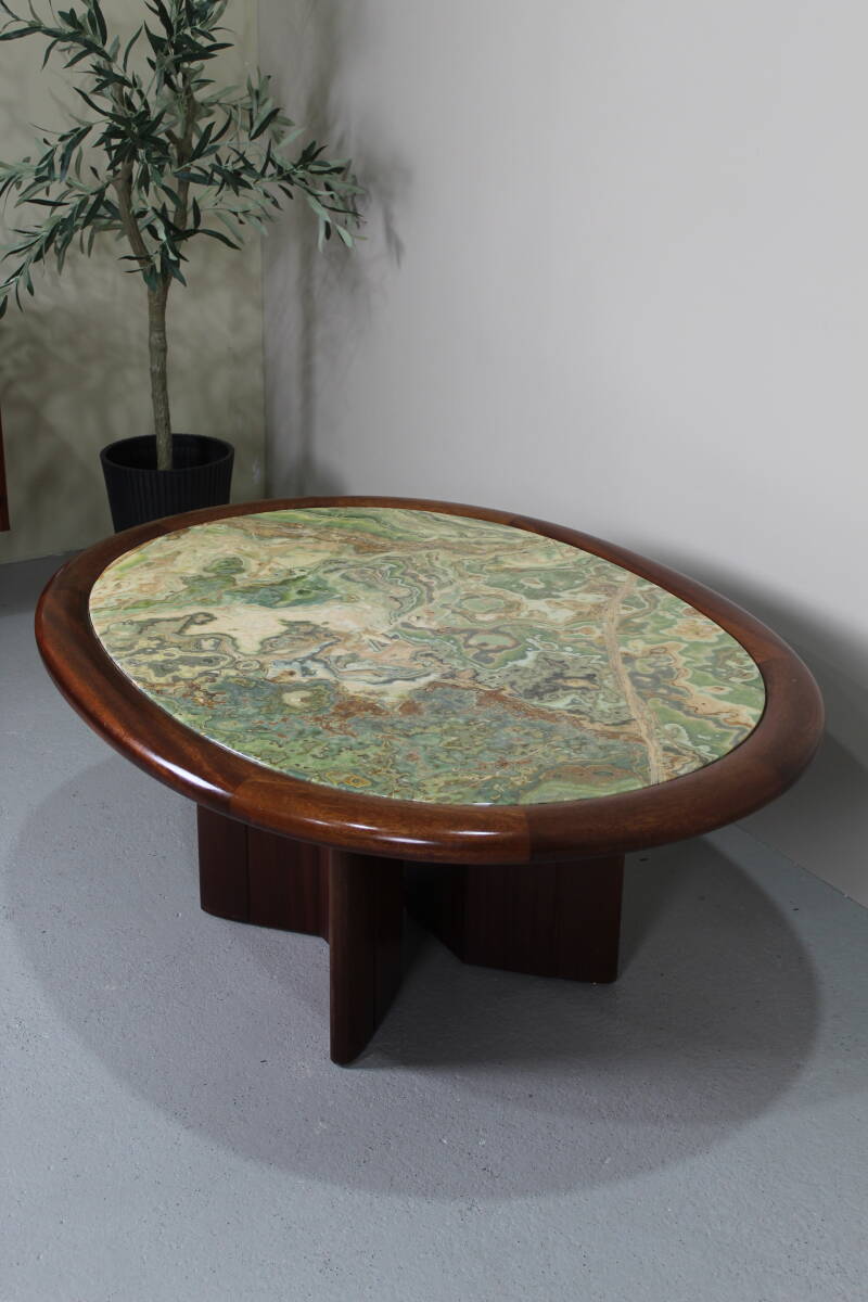 Vintage onyx salontafel - Hohnert design, ovaal, jaren '70 | 01303