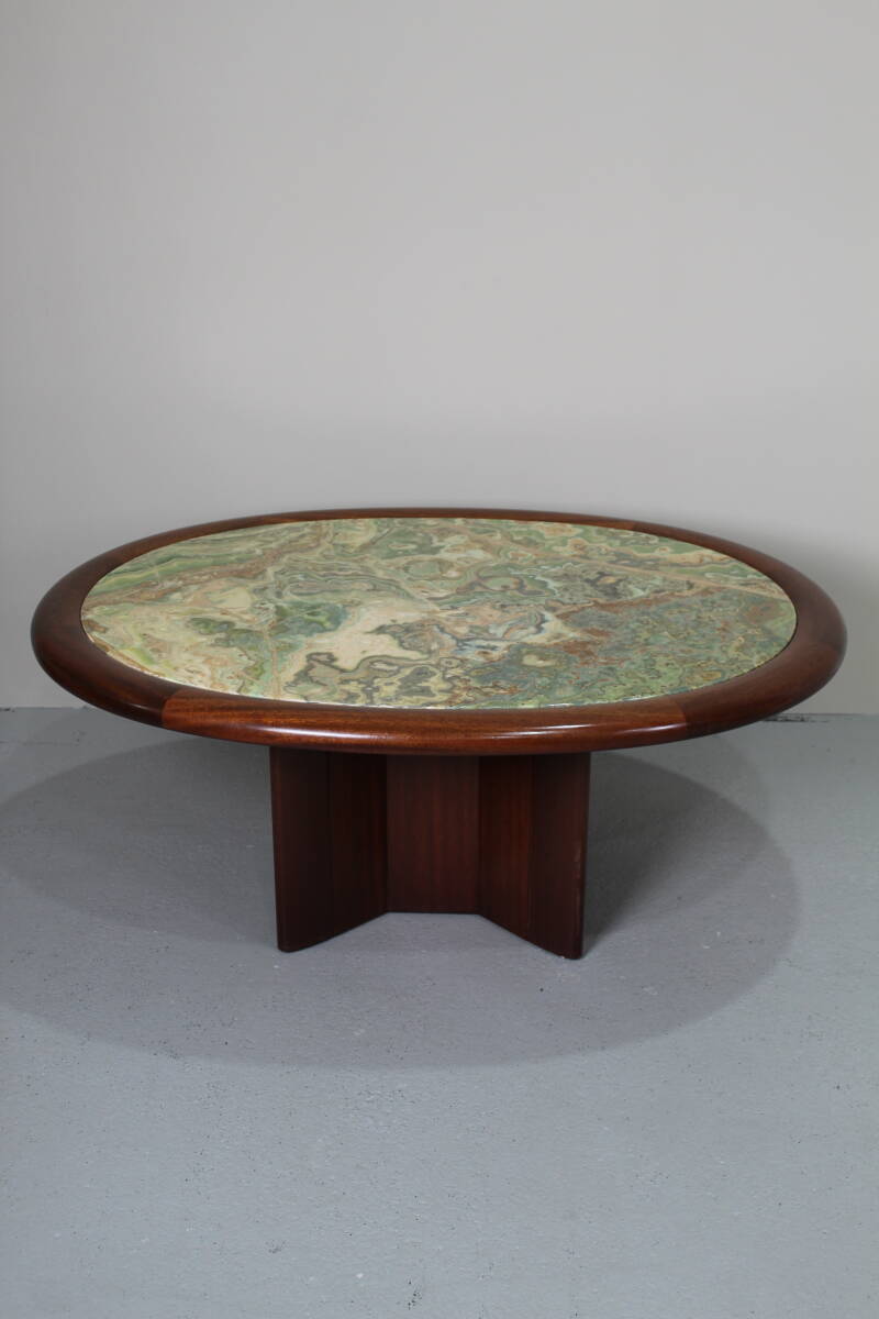 Vintage onyx salontafel - Hohnert design, ovaal, jaren '70 | 01303
