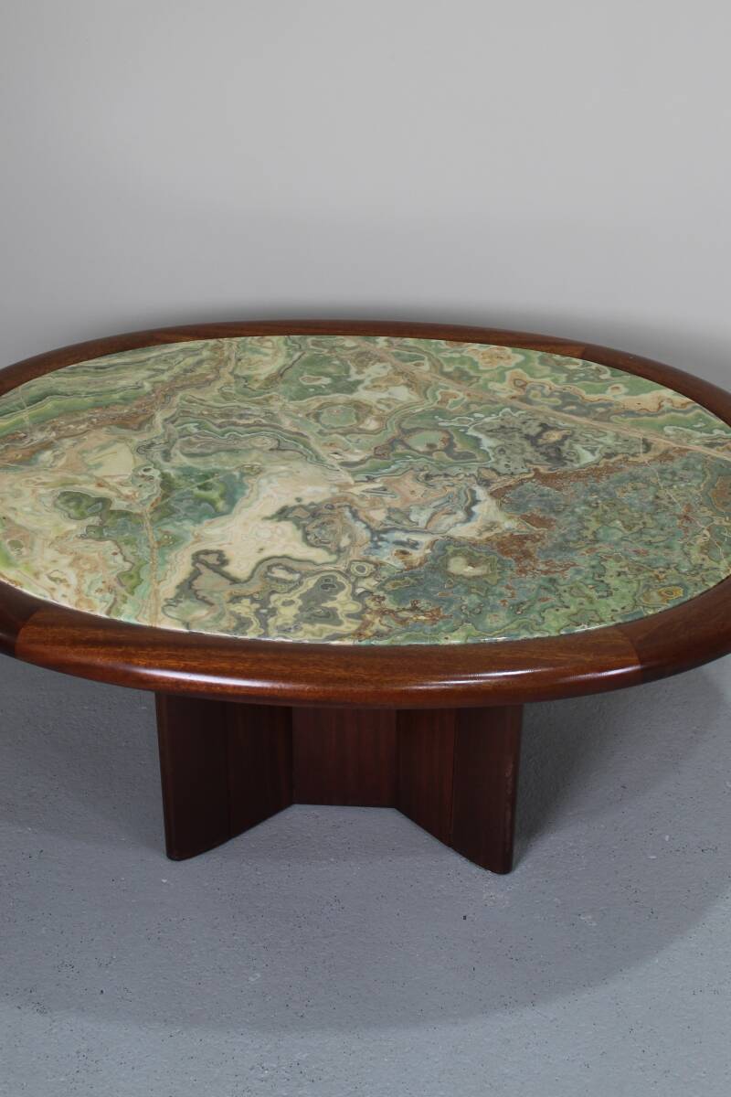 Vintage onyx salontafel - Hohnert design, ovaal, jaren '70 | 01303