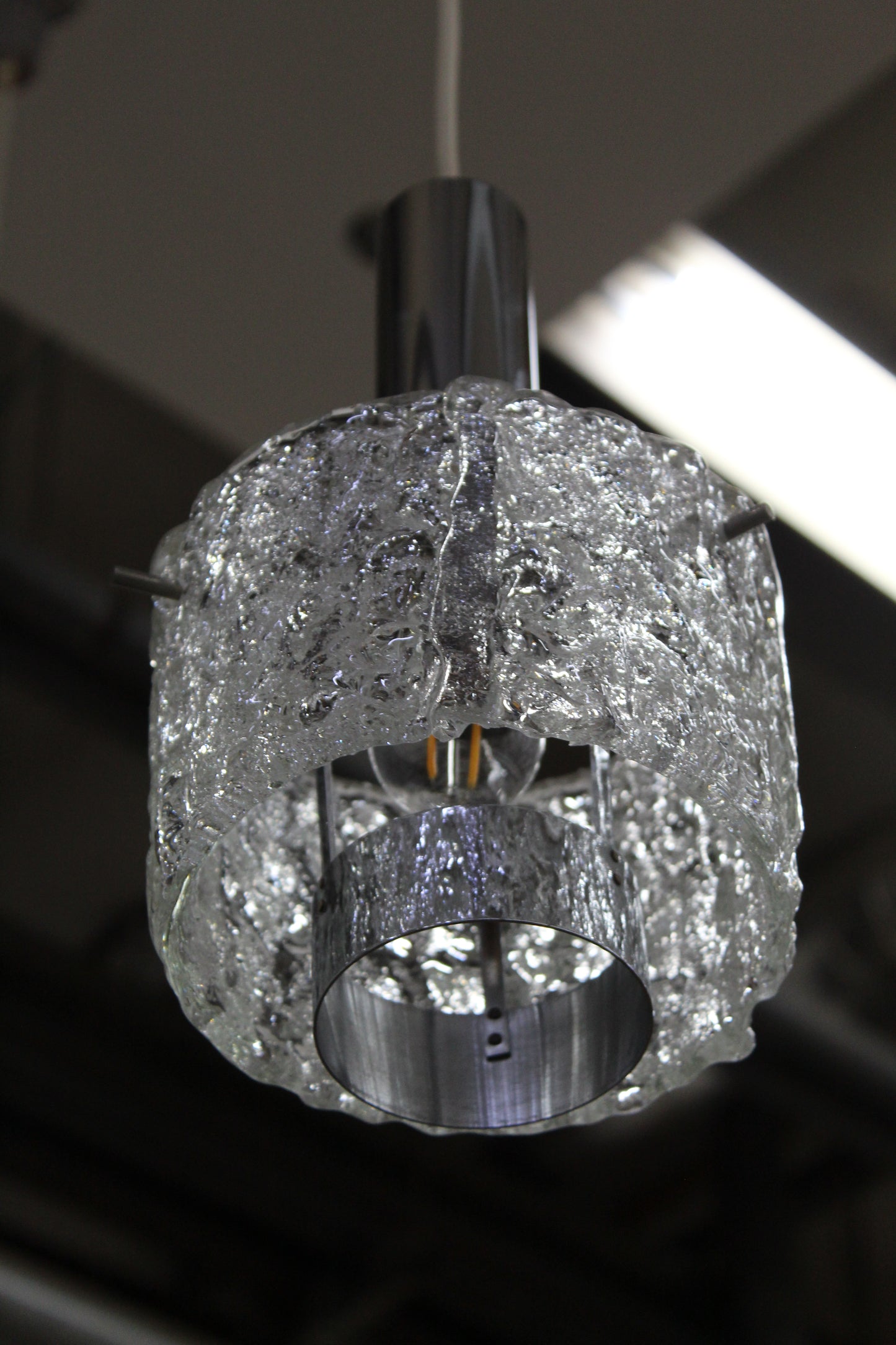 Egon Hillebrand ice glass hanglamp jaren '60