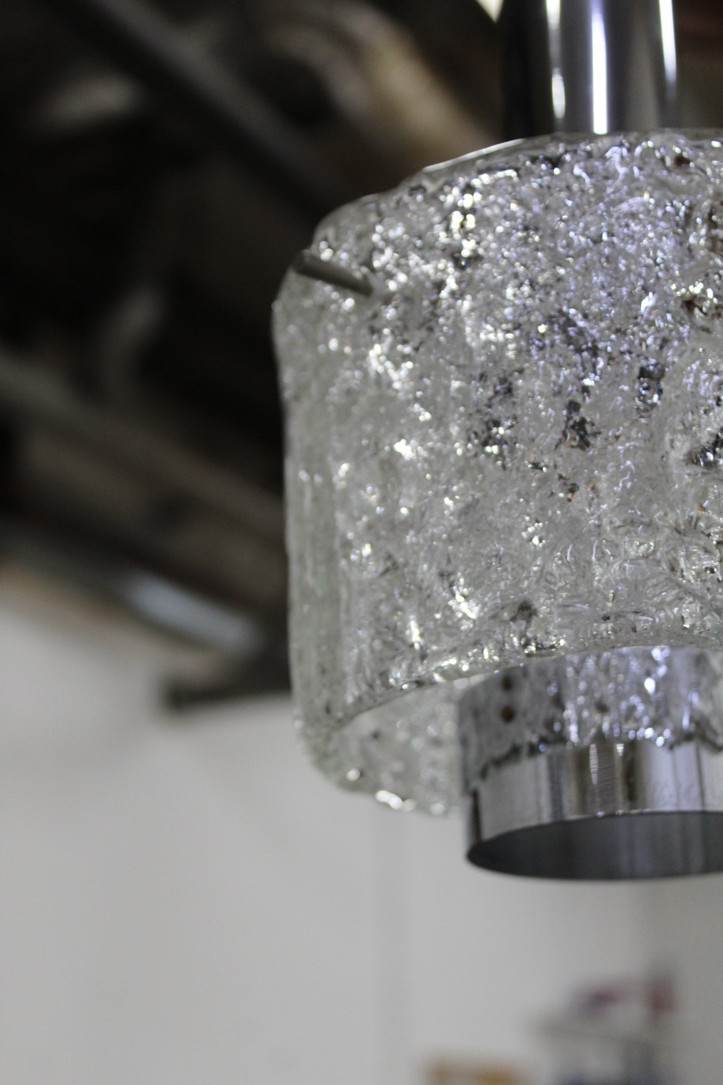Egon Hillebrand ice glass hanglamp jaren '60