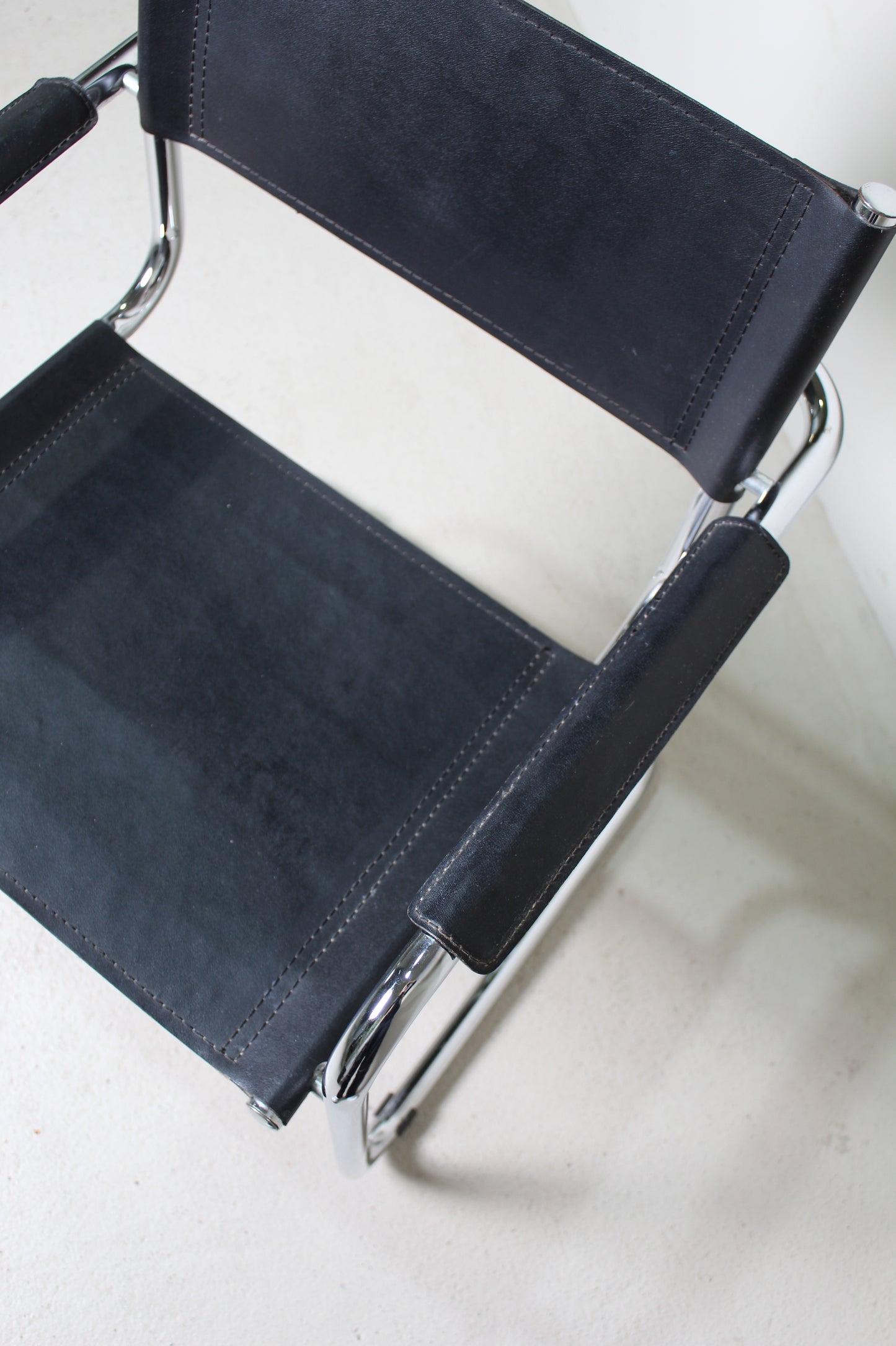 Vintage leren buisframestoel