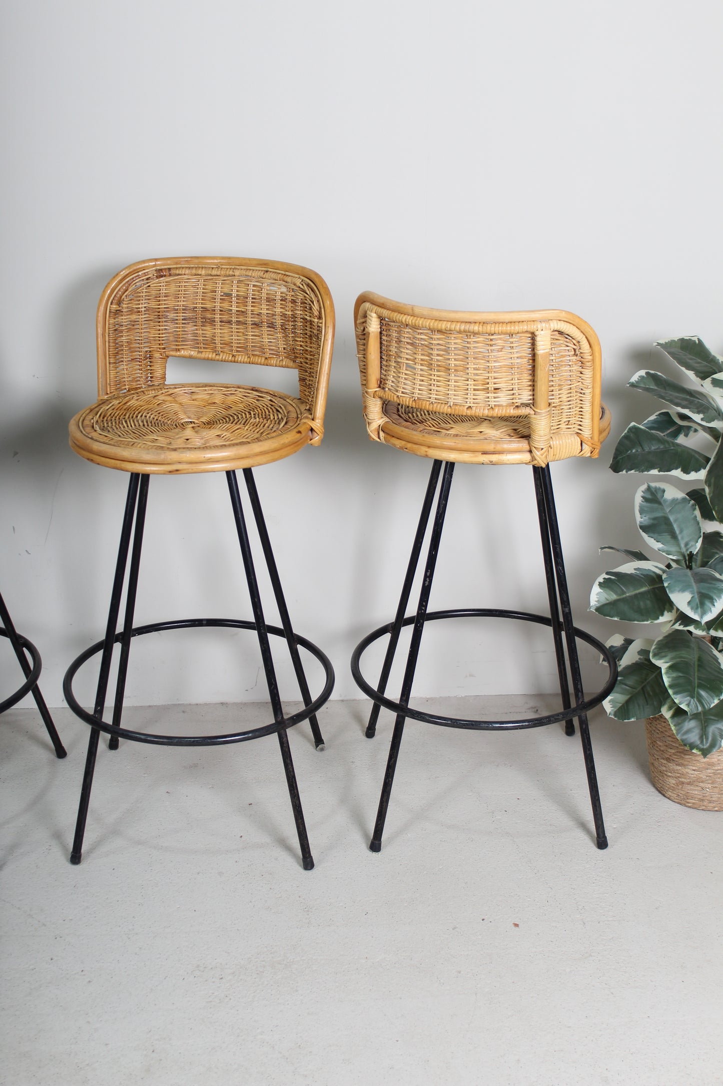 Vintage barkrukken rotan