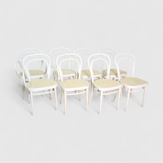 8x vintage design Thonet stoelen webbing