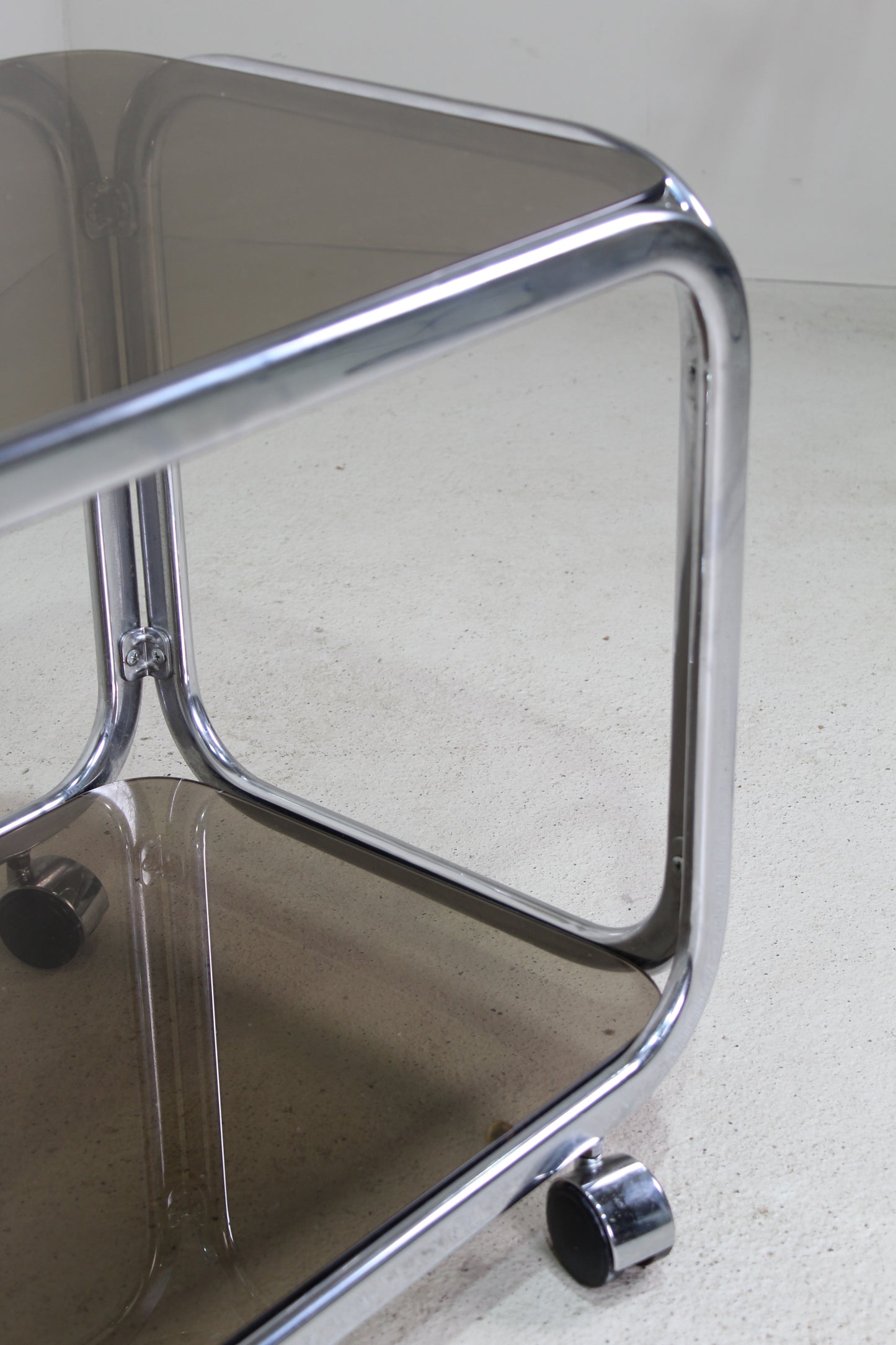 Vintage salontafel rookglas chroom