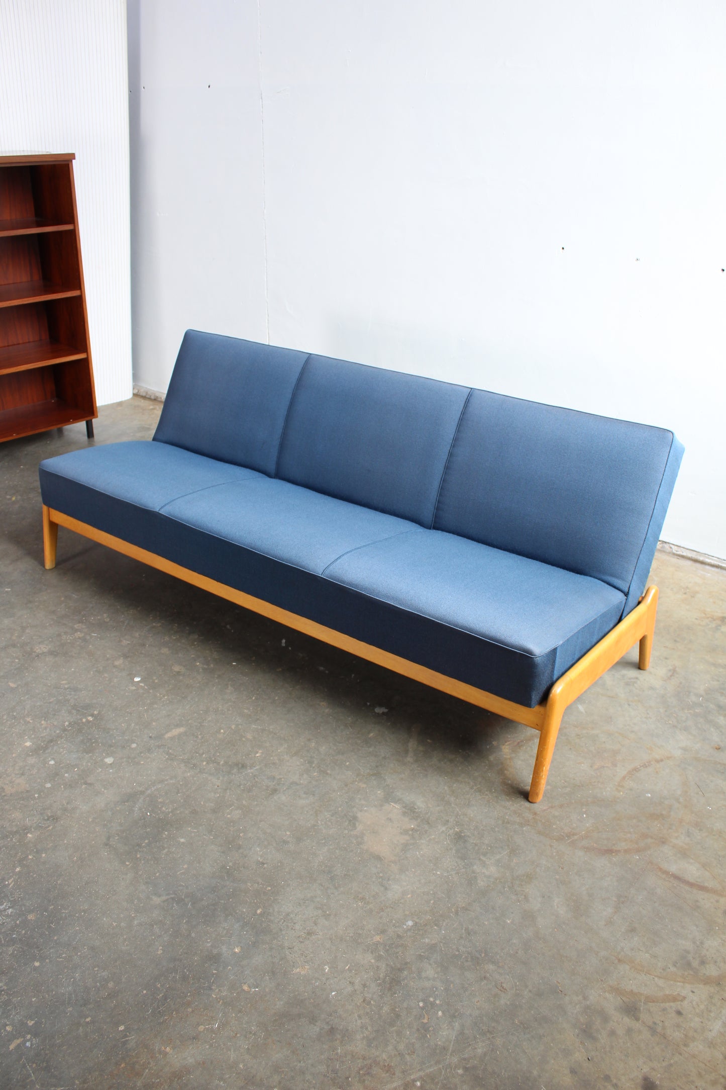 Vintage 3-zits-bank slaapbank jaren '60 blauw