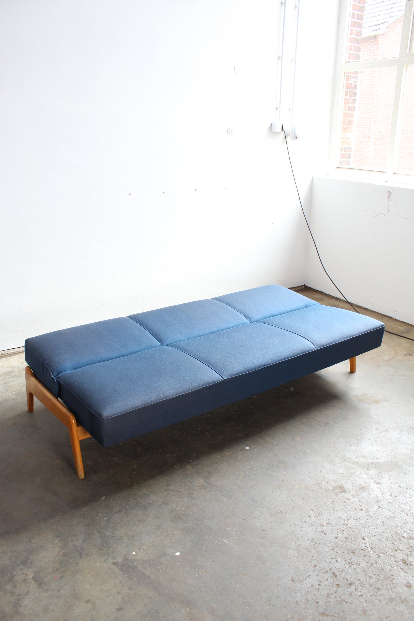 Vintage 3-zits-bank slaapbank jaren '60 blauw