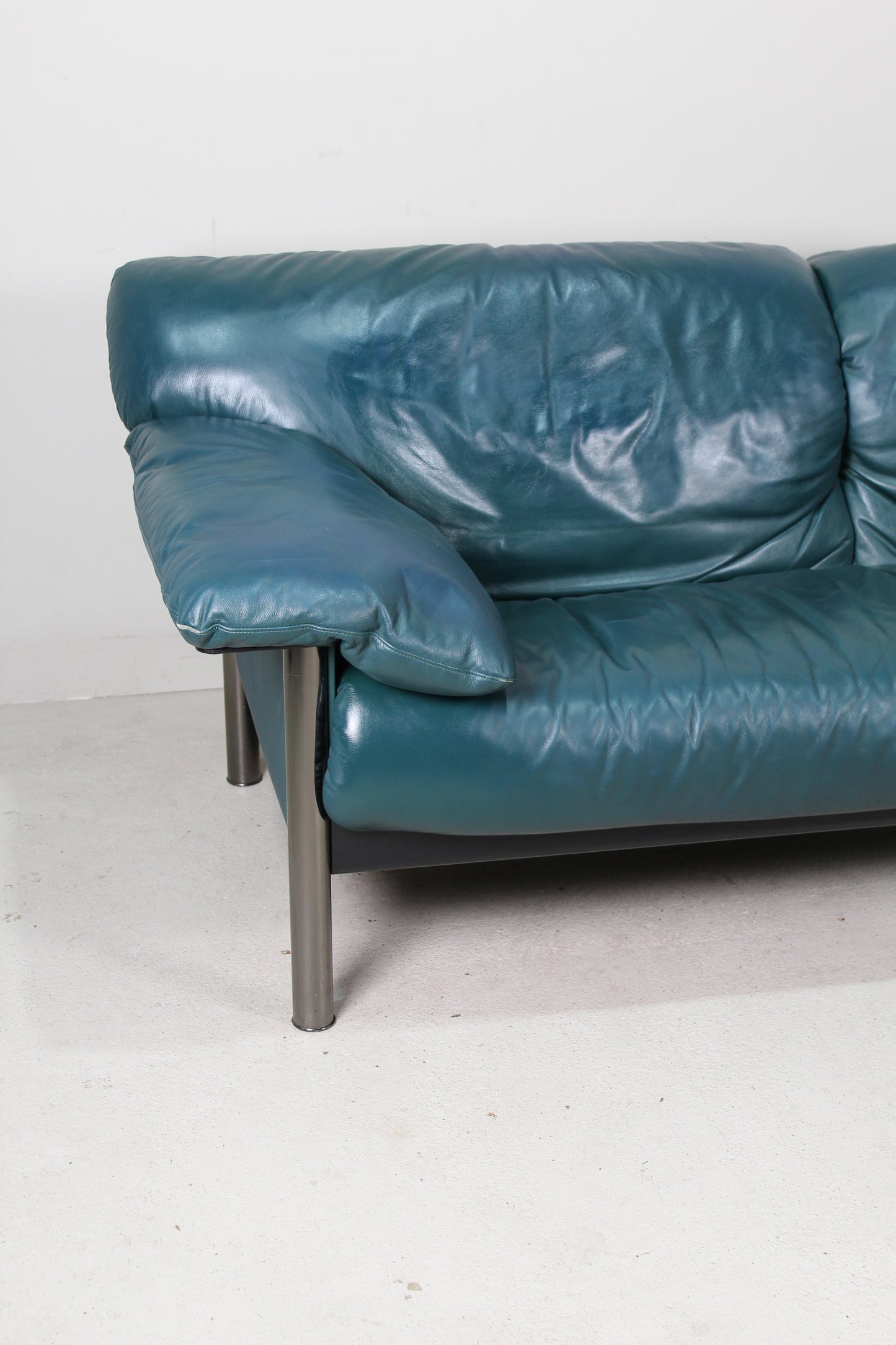 Vintage Italiaans design bank blauw leer